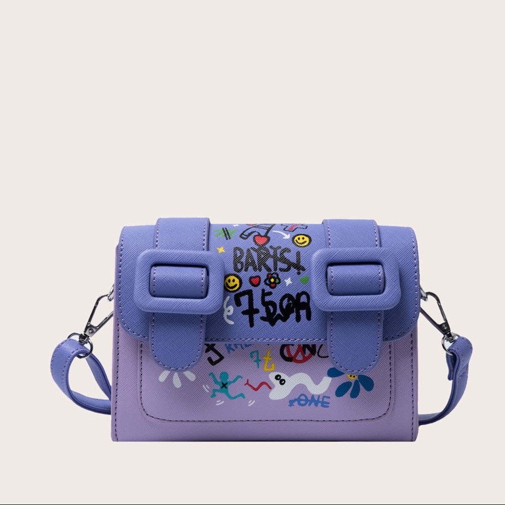 Mini cartoon graphics flap crossbody bag